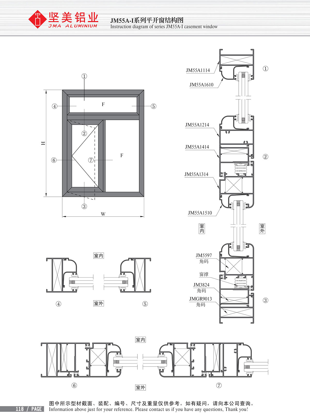 JM55A-I系列平开窗结构图