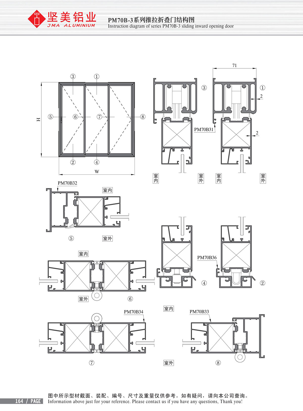 PM70B-3系列推拉折叠门结构图-2