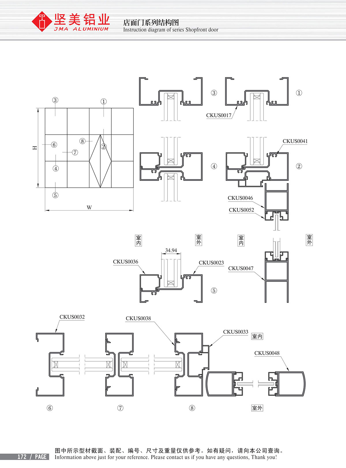 店頭ドアシリーズ構造図